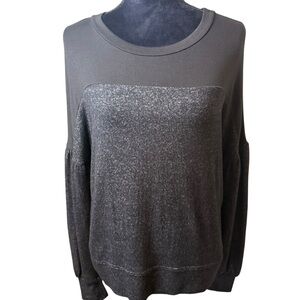 Saturday Sunday | Anthropologie | Grey and Black Knit Top with Balloon Sleeves